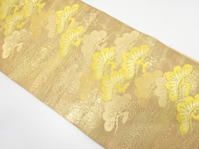 流水に笠松模様織り出し袋帯